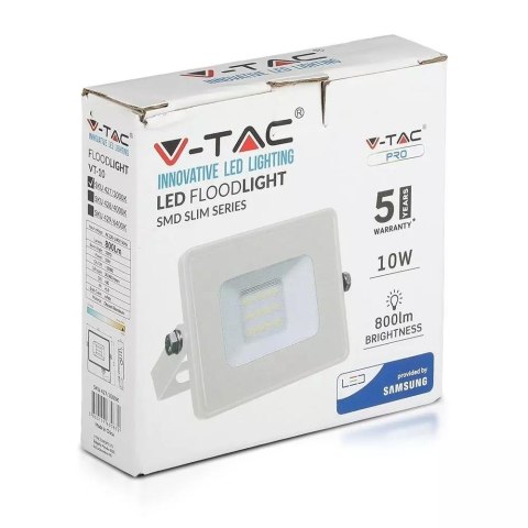 Projektor LED V-TAC 10W SAMSUNG CHIP Biały VT-10-W 6400K 800lm 5 Lat Gwarancji