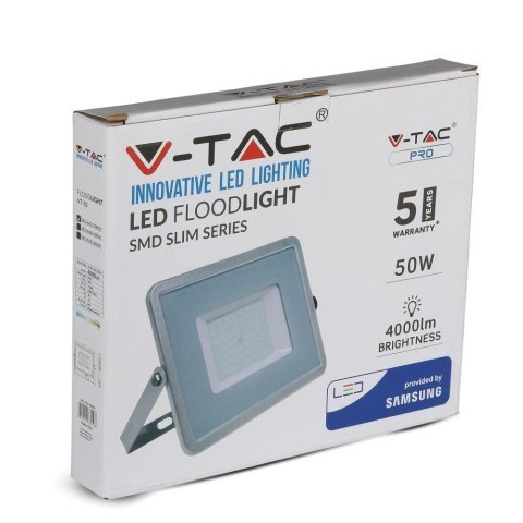 Projektor LED V-TAC 50W SAMSUNG CHIP Szary VT-50-G 6400K 4000lm 5 Lat Gwarancji