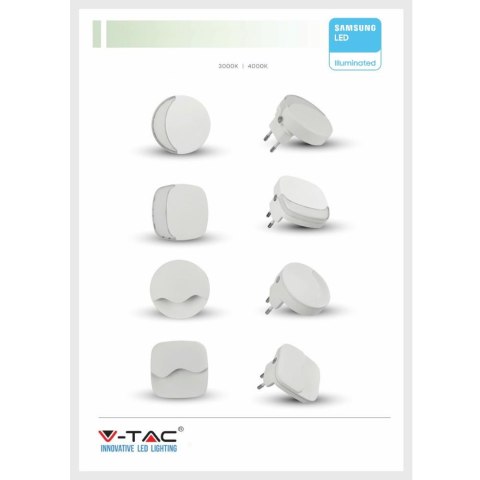 Lampka Nocna do Gniazdka LED V-TAC SAMSUNG CHIP Okrągła VT-82-RD 3000K 10lm