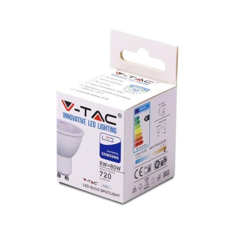 Żarówka LED V-TAC SAMSUNG CHIP GU10 8W 38st VT-291 4000K 720lm 5 Lat Gwarancji