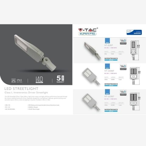 Oprawa Uliczna LED V-TAC SAMSUNG CHIP 150W Class I DIM VT-153ST 5700K 21000lm 5 Lat Gwarancji