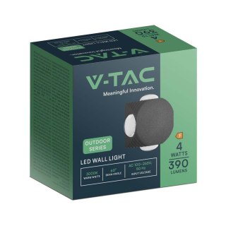 Oprawa Ścienna Góra Dół V-TAC 4W LED IP54 Czarna VT-2544 3000K 390lm