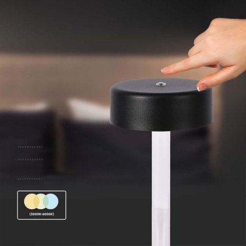 Lampka Biurkowa Nocna V-TAC 3W LED 23cm Ładowanie USB CCT Ściemnianie Czarna VT-7567 3000K-6000K 210lm