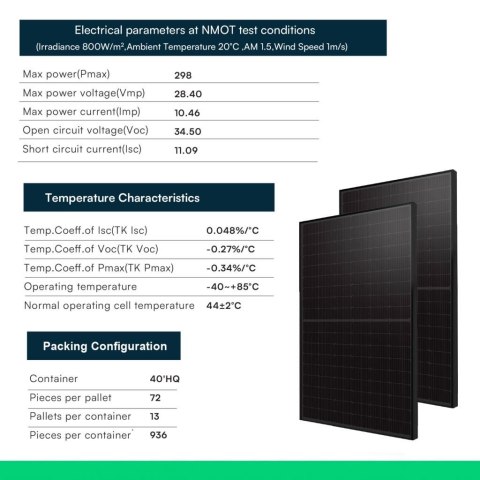 Moduł Panel Fotowoltaiczny V-TAC SUNPRO 400W FULL BLACK MONO SOLAR PANEL TIER 1 1724X1134X30MM VT-SP400 25 Lat Gwarancji