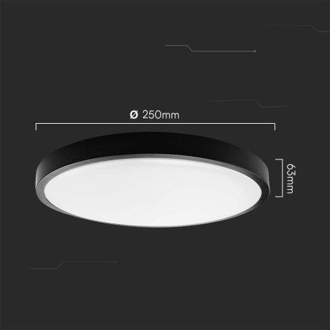 Plafon V-TAC 18W LED Okrągły 25cm Natynkowy IP44 Czarny VT-8618B 6500K 1830lm