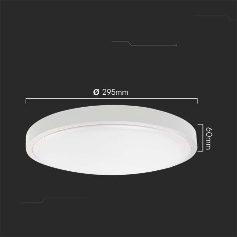 Plafon V-TAC 18W LED Okrągły 25cm Natynkowy Pilot Czujnik Ruchu IP44 Biały VT-8618S 6500K 1830lm