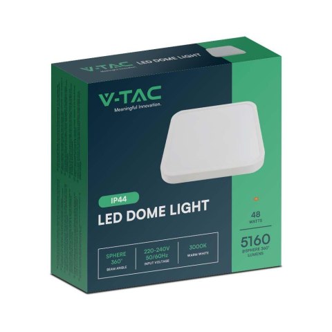 Plafon V-TAC 48W LED Kwadrat 42x42cm Natynkowy IP44 Biały VT-8630 6500K 5160lm