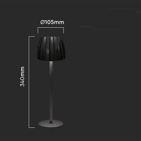 Lampka Biurkowa Nocna V-TAC 2,7W LED 34cm Ładowanie USB Ściemnianie Czarna VT-7967 3000K-6000K 110lm