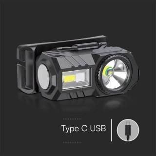 Latarka Czołowa Rowerowa V-TAC 3W SMD Ładowanie USB-C IP43 VT-9902 190lm