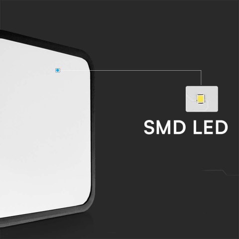 Plafon  Lampa Sufitowa V-TAC 18W LED Kwadrat 25x25cm Natynkowy IP44 Czarny VT-8618B 3000K 1830lm