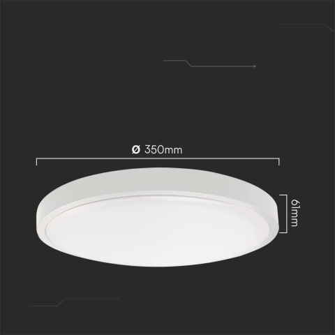 Plafon V-TAC 24W LED Okrągły 29cm Natynkowy Pilot Czujnik Ruchu IP44 Biały VT-8624S 6500K 2500lm