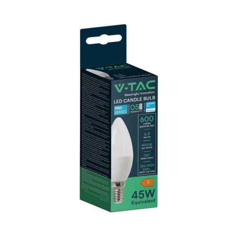 Żarówka LED V-TAC SAMSUNG CHIP 6,5W E14 Świeczka VT-268 6500K 600lm 5 Lat Gwarancji