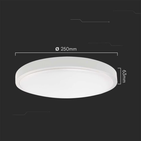 Plafon V-TAC 18W LED Okrągły 25cm Natynkowy IP44 Biały VT-8618 6500K 1830lm