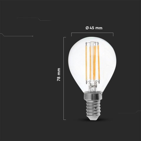 Żarówka LED Filament V-TAC 4W Kulka P45 E14 3xKlik Ściemnialna VT-2604 3000K 400lm