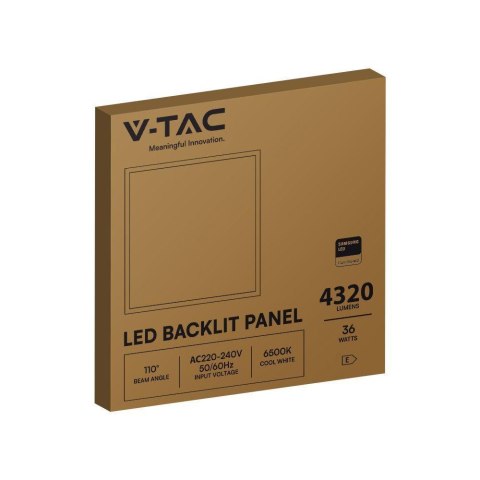 Panel LED V-TAC 36W 600x600 LED SAMSUNG CHIP Backlight 33mm 120Lm/W VT-61036 6500K 4320lm 5 lLat Gwarancji