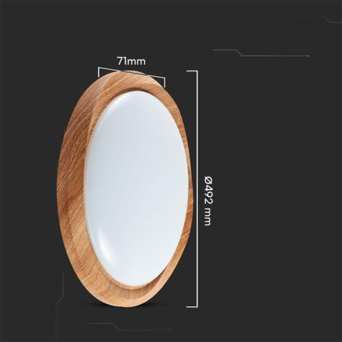Plafon V-TAC 60W DREWNO fi.49cm CCT Pilot TIMER VT-8559 3000K-6500K 6000lm