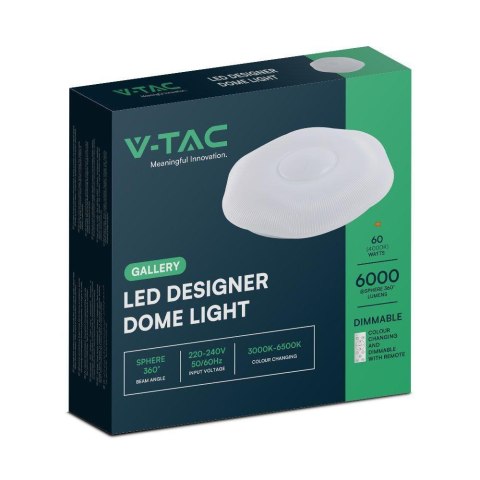 Plafon V-TAC 60W PLUM fi.50cm CCT Pilot TIMER VT-8562 3000K-6500K 6000lm