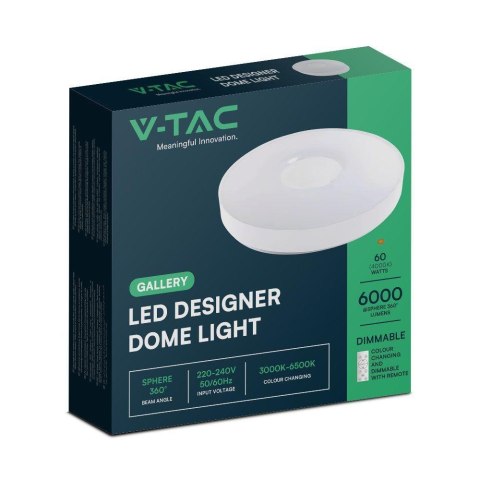 Plafon V-TAC 60W VICTORY fi.49cm CCT Pilot TIMER VT-8566 3000K-6500K 6000lm