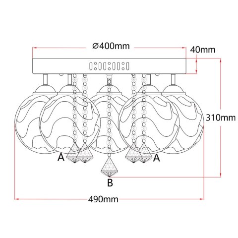 Light Prestige Ozdobny plafon Sada srebrny 5xE14 plus LED