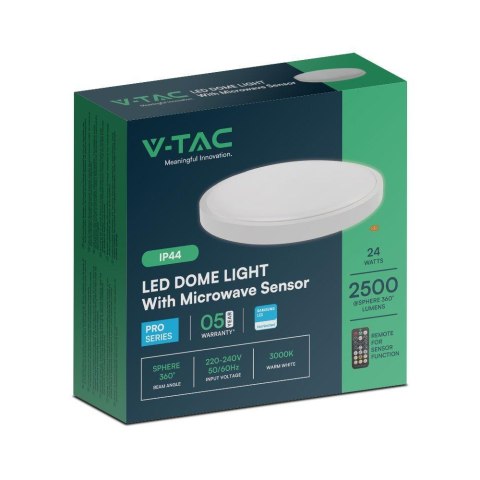 24W LED DOME LIGHT -SENSOR WITH SAMSUNGCHIP 3000K RD,WHITE FRAME IP44