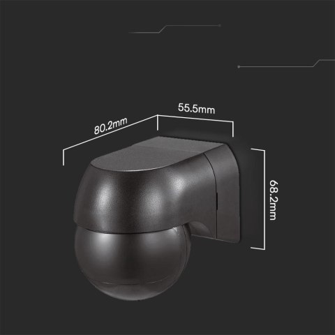 PIR WALL SENSOR WITH MOVING HEAD -FULL BLACK
