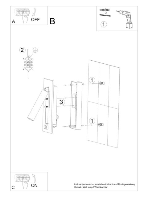 Sollux Lampa Kinkiet ENIF czarny