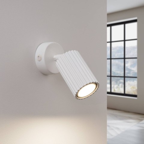 LAMPA ŚCIENNA Kinkiet KARBON biały z włącznikiem