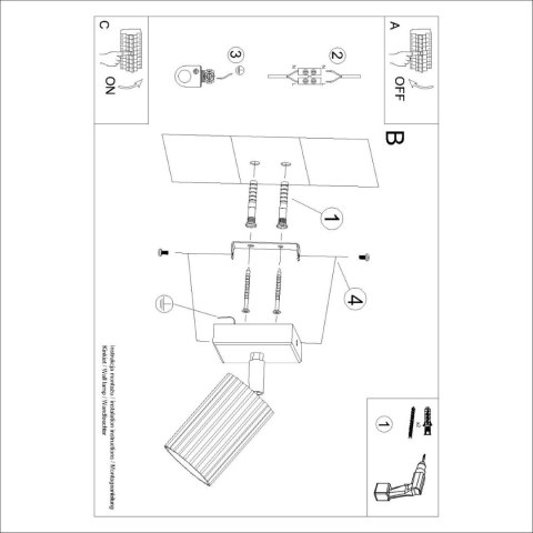 LAMPA ŚCIENNA Kinkiet KARBON złoty