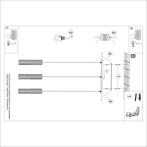 ŻYRANDOL LAMPA SUFITOWA Lampa wisząca KARBON 3L złoty
