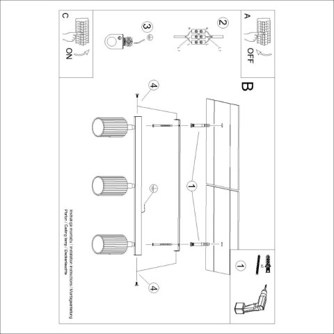 PLAFON LAMPA SUFITOWA REFLEKTOR LISTWA KARBON 3L czarny