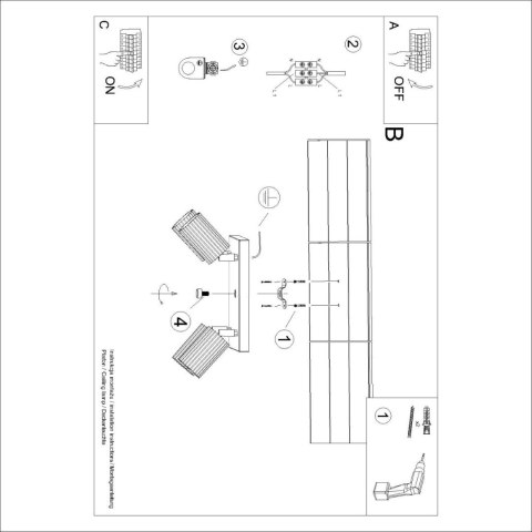 PLAFON LAMPA SUFITOWA REFLEKTOR LISTWA KARBON 4 czarny