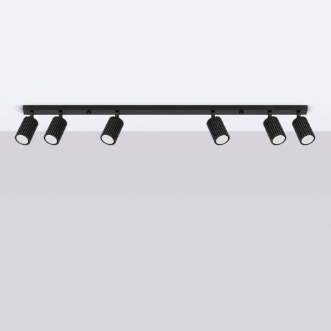 PLAFON LAMPA SUFITOWA REFLEKTOR SOLLUX KARBON 6L czarny