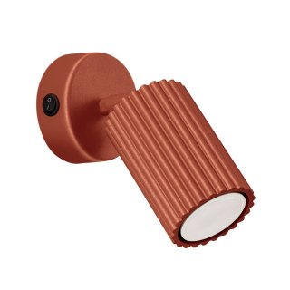 LAMPA ŚCIENNA Kinkiet KARBON ochra czerwona z włącznikiem