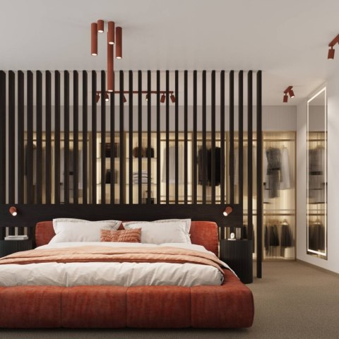 LAMPA ŚCIENNA Kinkiet KARBON ochra czerwona