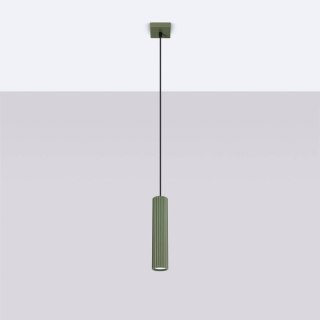 Sollux Lighting Lampa wisząca KARBON 1 zielony oliwkowy
