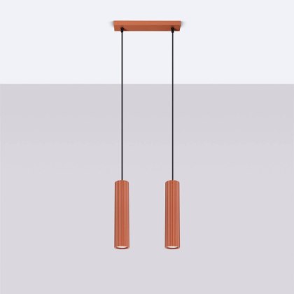 Sollux Lighting Lampa wisząca KARBON 2 ochra czerwona