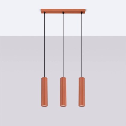 Sollux Lighting Lampa wisząca KARBON 3L ochra czerwona
