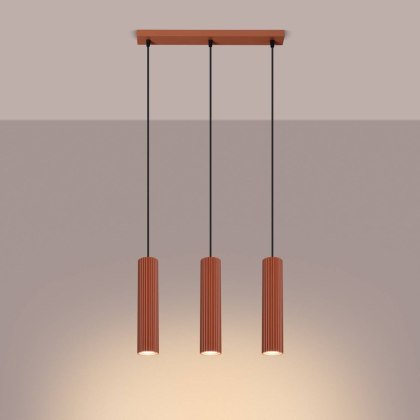 ŻYRANDOL LAMPA SUFITOWA Lampa wisząca KARBON 3L ochra czerwona