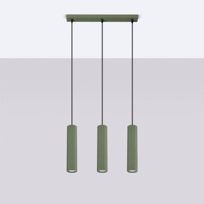 Sollux Lighting Lampa wisząca KARBON 3L zielona oliwka