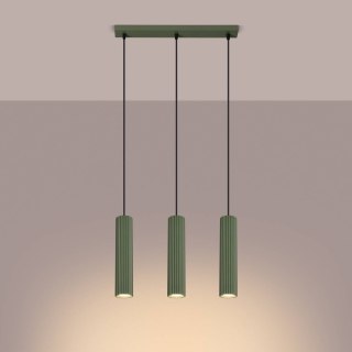 ŻYRANDOL LAMPA SUFITOWA Lampa wisząca KARBON 3L zielona oliwka