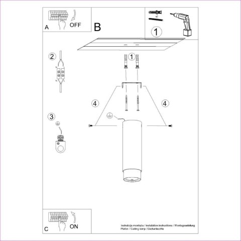 Plafon NERO 22,5 czarny/chrom
