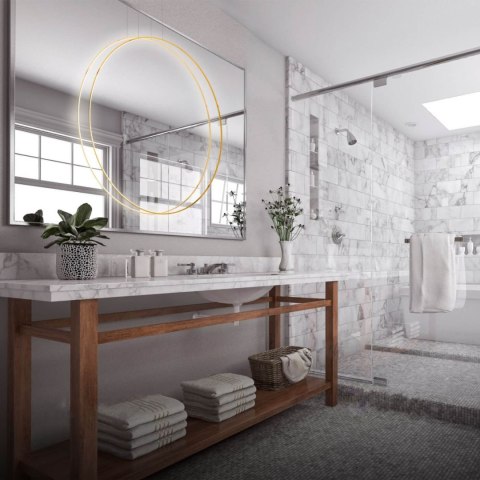 Lampa wisząca Mirror L złota IP44 LED CCT Light Prestige