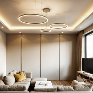 Lampa wisząca Monza okręgi 110W złota AZ134