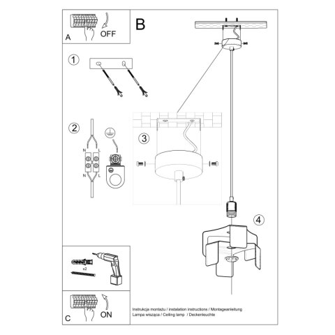Lampa wisząca TULIP czarny Sollux