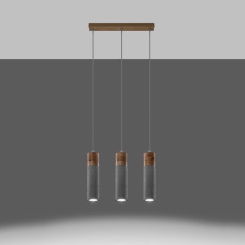 Lampa wisząca ZANE 3 szara Sollux