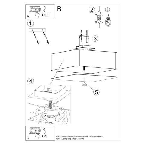Plafon LOKKO 55 czarny Sollux
