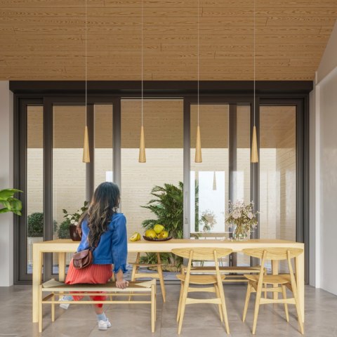 Lampa wisząca SULA 1 naturalne drewno Sollux