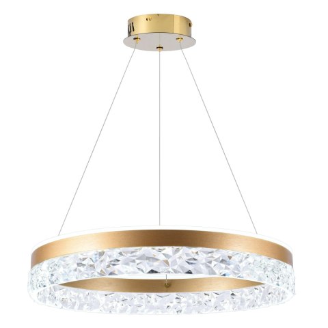 Lampa wisząca FROZI w stylu glamour - złoty klosz z kryształkami - eleganckie i nowoczesne oświetlenie salonu LED
