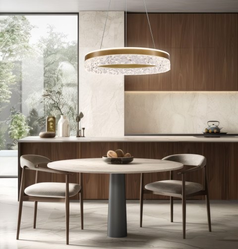 Lampa wisząca FROZI w stylu glamour - złoty klosz z kryształkami - eleganckie i nowoczesne oświetlenie salonu LED