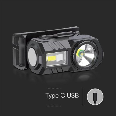 Latarka Czołowa Rowerowa V-TAC 3W SMD Ładowanie USB-C IP43 VT-9902 190lm